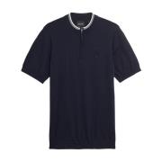 Lyle & Scott Mid Knits Tipped Mock Neck Short Sleeve Jumper Blue, Herr