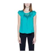 Rinascimento Silke Teal Blus Modern Mode Grön Green, Dam