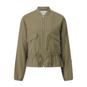 Milestone Safari Style Blouson med Midjerynkning Green, Dam