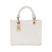 Elisabetta Franchi Liten Jacquard Tote med Charms White, Dam