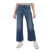 Emporio Armani Wide Leg Denim Jeans Blue, Dam