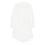 Yohji Yamamoto Vit Skjortklänning med Krökt Hem White, Herr