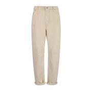 Brunello Cucinelli Denim Straight-Leg Byxor med Slitna Effekter White,...