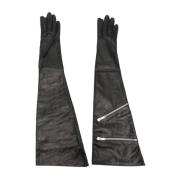 Rick Owens Svarta Läderhandskar Black, Dam