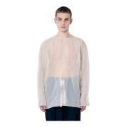 Dries Van Noten Krinklad Lättvikts Crewneck Skjorta Beige, Herr