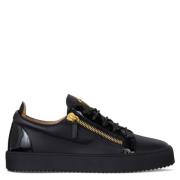 Giuseppe Zanotti Svarta läder låga sneakers med sidoficka Black, Herr