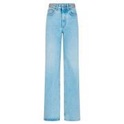 Paco Rabanne Modern Wide Leg Cropped Jeans Blue, Dam