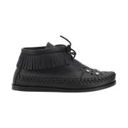 Isabel Marant Studded Fringe Läder Snörskor Black, Dam