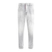 Dsquared2 Vintage Slitage-Effekt Skater Jeans Läder Patch Gray, Herr