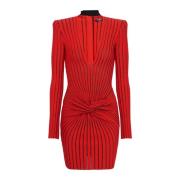 Balmain Draped stickad klänning Red, Dam