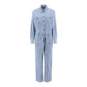 Isabel Marant Étoile Bomulls jumpsuit med knappstängning Blue, Dam