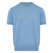 Canali Bomullstickad T-shirt Tillverkad i Italien Blue, Herr