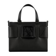 Armani Exchange Svart Toteväska med logospänne Black, Dam