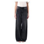 Haikure Svarta Wide Leg Denim Jeans Black, Dam