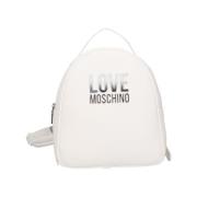 Moschino Vit Mode Ryggsäck med Gyllene Detaljer White, Dam