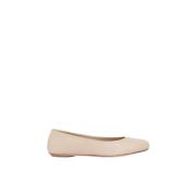 Max Mara Weekend Lyxiga Läder Ballerina Flats Beige, Dam