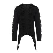 Rick Owens Svart Ull Topwear Black, Herr