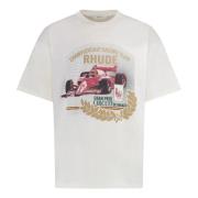 Rhude Bomull T-shirt med Front Print White, Dam