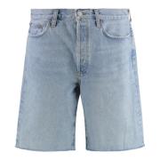 Agolde Denim Bermuda Shorts med Fransad Kant Blue, Herr