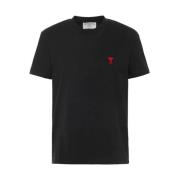 Ami Paris T-shirt i bomull med monogrammotiv Black, Dam