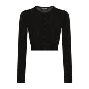 Dolce & Gabbana Svart Cropped Cardigan Sweaters Black, Dam