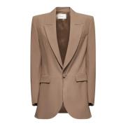 Saint Laurent Beige Silke Peak Revers Jacka Brown, Dam