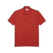 Lacoste Räfflad Krage Pikétröja Red, Herr