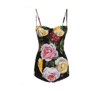 Dolce & Gabbana Rosa Havskläder med Sweetheart Neck Multicolor, Dam