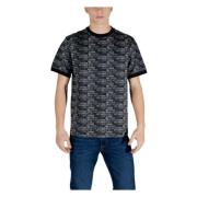 Emporio Armani EA7 Svart Tryckt Bomull T-shirt Black, Herr