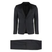 Ermenegildo Zegna Ullkostym med satinrevers Black, Herr