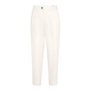 Brunello Cucinelli Vita Byxor med Dold Stängning White, Herr