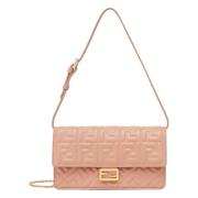 Fendi Rosa Flap Axelväska med FF Motif Pink, Dam