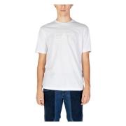 Emporio Armani EA7 Enfärgad bomull rund hals T-shirt White, Herr