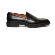 Santoni Bekväma läderloafers Black, Herr