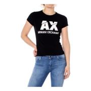 Armani Exchange Tryckt T-shirt Black, Dam