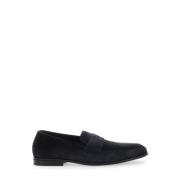 Doucal's Svarta läder Slip-On Loafers Blue, Herr