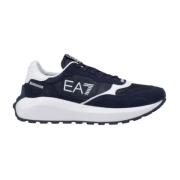 Emporio Armani EA7 Blå Print Sneakers med Läderfoder Blue, Herr