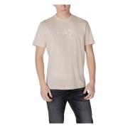 Emporio Armani EA7 Beige Bomull Rund Hals T-shirt Beige, Herr