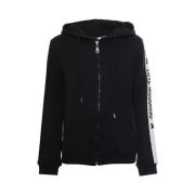 Moschino Bomull Zip-Up Hoodie med Logo Black, Dam