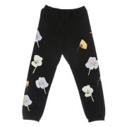 Obey Svart Blommig Sweatpants Elastisk Midja Black, Herr