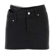 Alexander Wang Svart Denim Minikjol Black, Dam