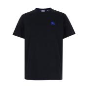 Burberry Svart T-shirt med broderad logotyp i bomull man Black, Herr