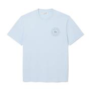 Lacoste Tryckt Badge Stickad T-shirt Ljusblå Blue, Herr