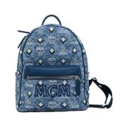 MCM Blå Denim Mini Ryggsäck Stiligt Tillbehör Blue, Dam