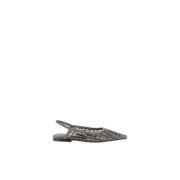 Brunello Cucinelli Grå Broderade Slingback Ballerinaskor Gray, Dam