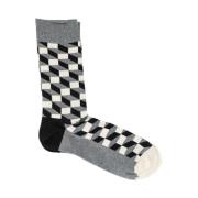 Happy Socks Geometriska Crew Socks Optisk Illusion Stil Multicolor, Da...