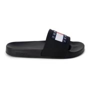 Tommy Jeans Svarta Stiliga Gummisandaler Black, Dam