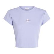 Calvin Klein Jeans Lila Rund Hals T-shirt Purple, Dam