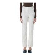 Jacquemus Krokopräglade Straight-Leg Jeans Beige, Dam