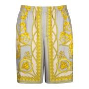 Versace Lyxigt Siden Tryckt Herrshorts Yellow, Herr